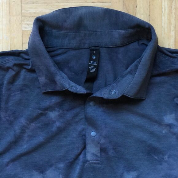 Lululemon Evolution Wash Golf Polo Shirt Mens Large Gray DYAG Tie Dye Activewear - Picture 3 of 6